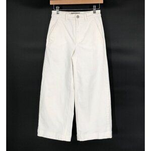 Everlane Women's Cropped Wide-Leg Short Jeans Size 0 White Denim Pants Old Money